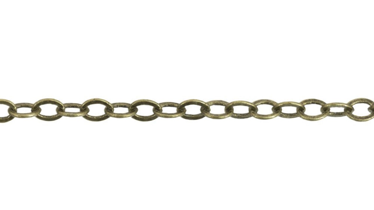 JewelrySupply 4x3mm Antique Brass Plated Cable Chain (Priced per Foot)